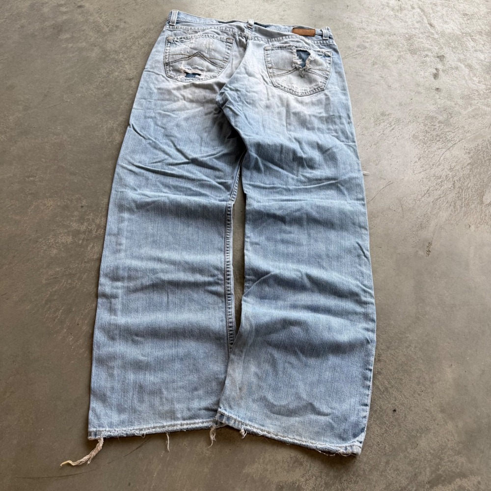 Vintage BKE Seth Mens Distressed Relaxed Fit Jeans Light Wash Denim 33x32